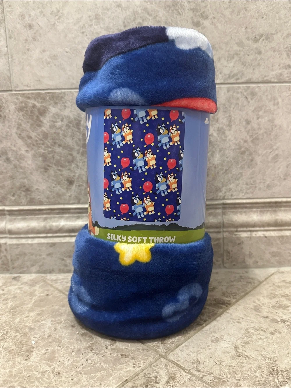 Bluey Birthday Balloon Throw Blanket NEW Silk Soft Touch 46” X 60” Bluey Bingo
